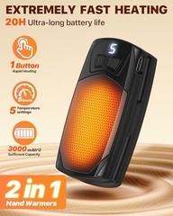 Electric Hand Warmers Rechargeable – LED Display Hand Warmers with 5 Black