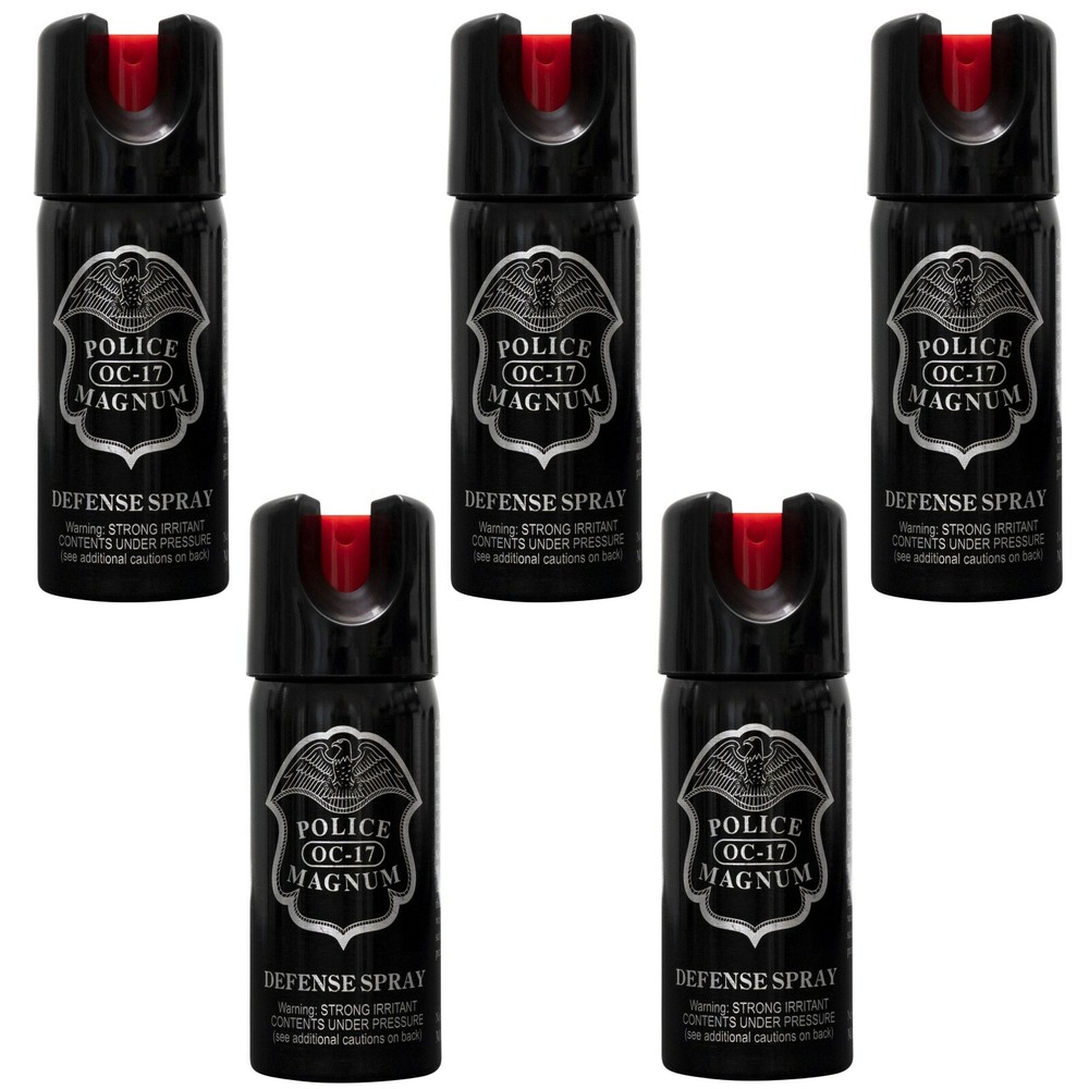 5 Police Magnum pepper spray 2 ounce Stream Twist Lock Safety Defense Protection