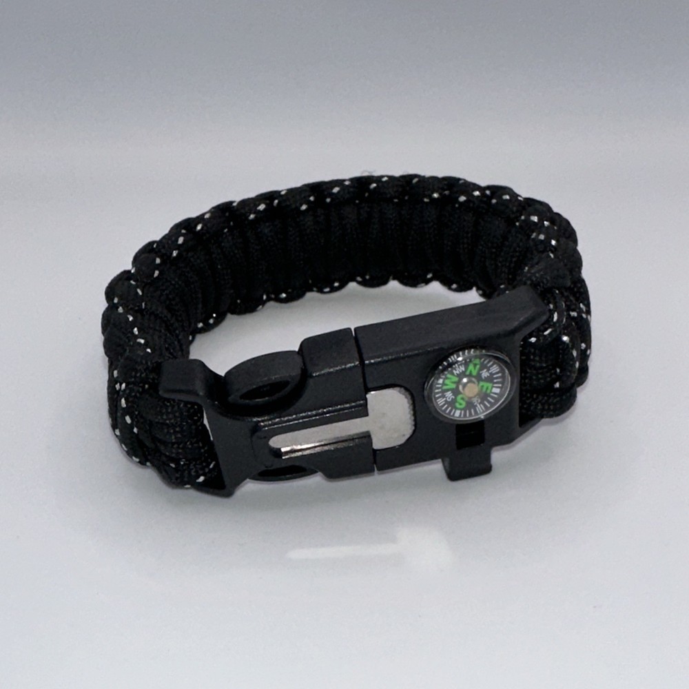 Paracord Survival Bracelet Waterproof Adjustable Fire Starter Compass Whistle US