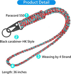 Heavy Duty Paracord Lanyard Keychain, Paracord Necklace Cell Phone Keychain Whis