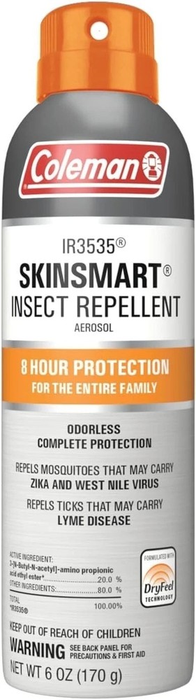 Coleman DEET-Free Aeresol Insect Repellent 6 Ounce 8 Hour Odorless IR3535 2 Cans