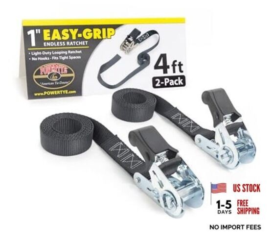Easy-Grip Light-Duty Endless Ratchet (no Hooks) – 400 lb. 1in x 4ft Black