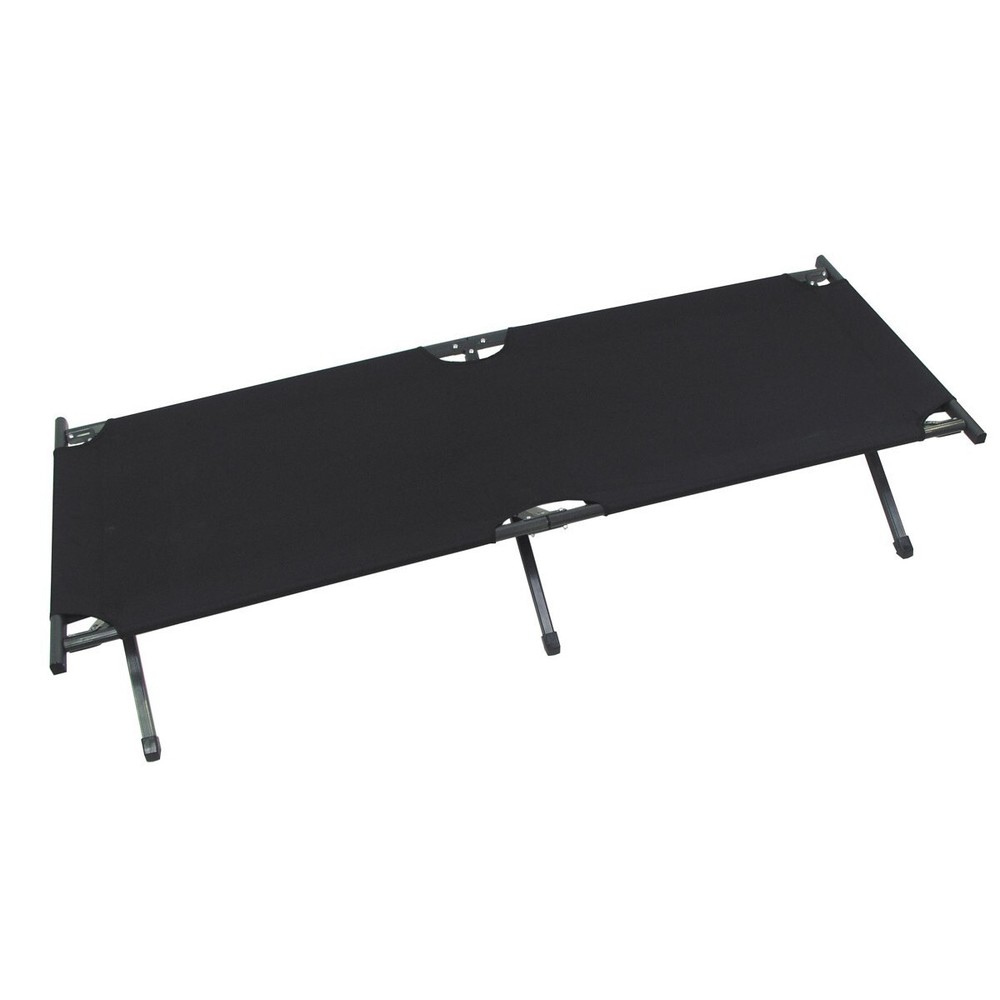 Camp Bed MFH with Reinforced Aluminium Frame, Black – Max 120kg