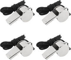 Whistle, 4 Pcs Whistle for Coaches Stainless Steel Whistles with Lanyard Refe…