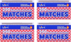 Safety Matches 4 Pack (1000 Count) – Large Strike-On-Box Matches for Kitchen, Ca