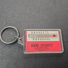 Vtg Hong Kong B&D Sports Zip-O-Gage Zipperpull Thermometer Keychain
