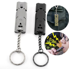 1pc Stainless Steel Double Tube Survival Whistle High Frequency Emergency Signal