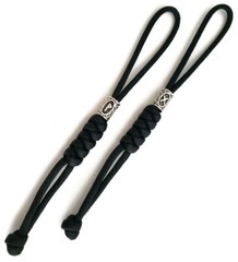 Paracord Lanyard/Keychain 550 (Black) Snake Knot + Nordic Beads (2 Pack)