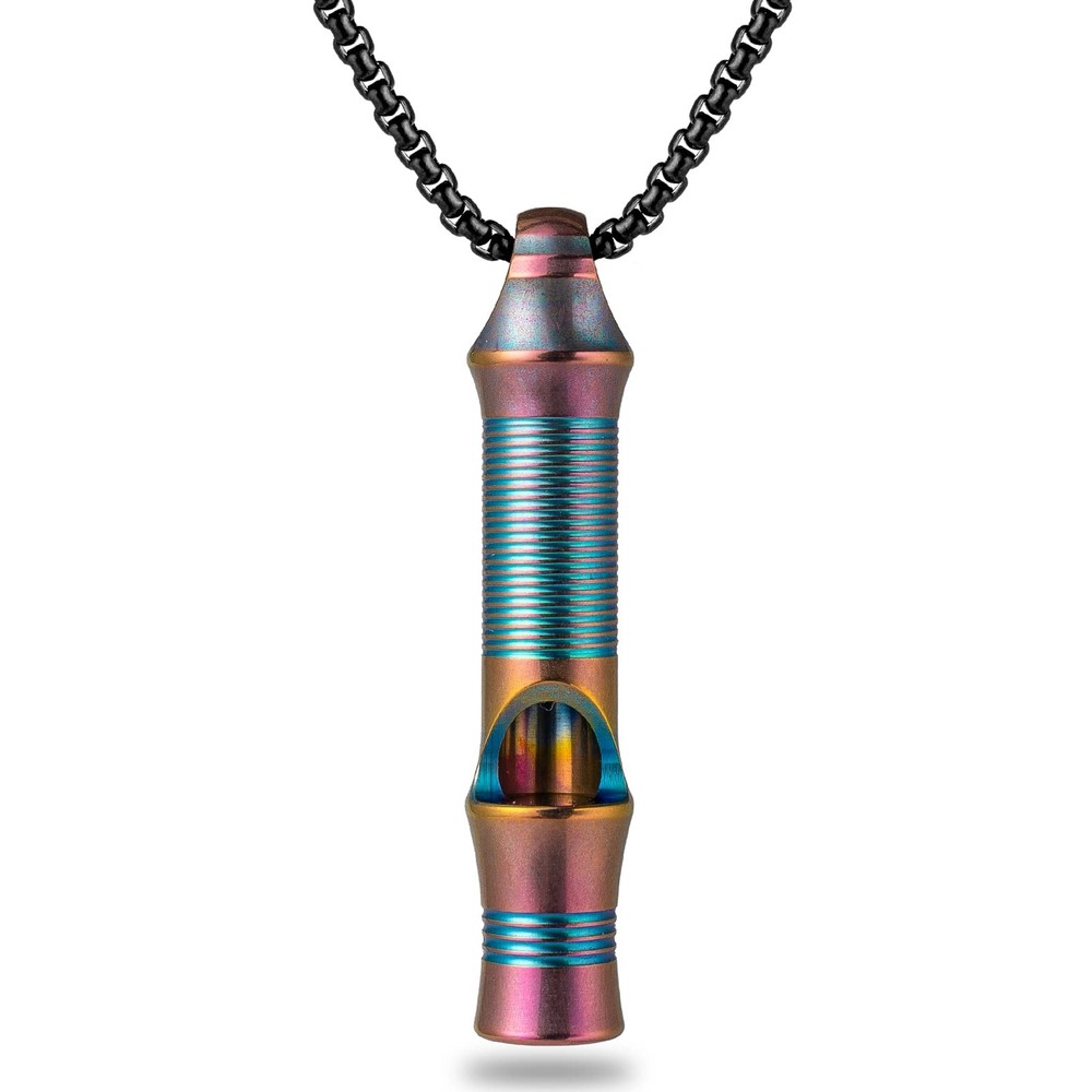 Titanium Emergency Whistle Loud Survival EDC Necklace 120db Camping Hiking