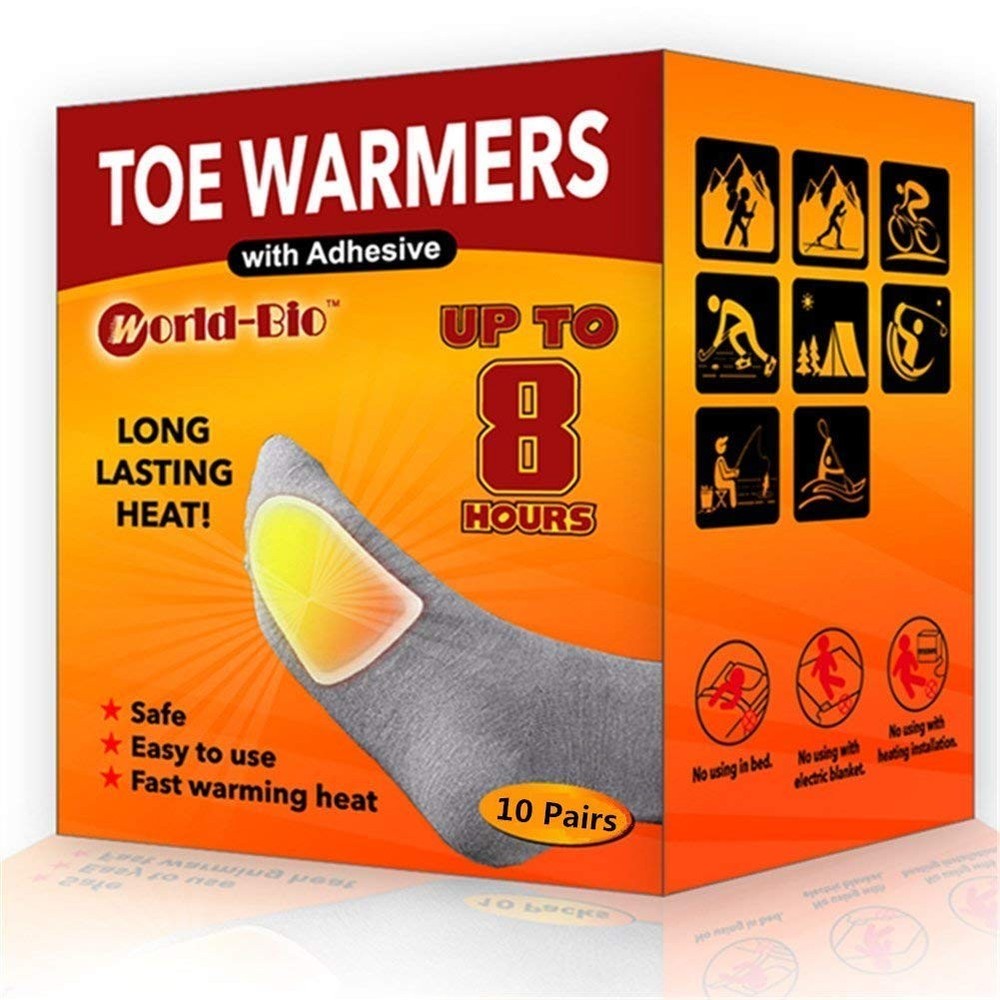 WORLD-BIO Toe Warmers with Adheasive – Long Lasting Safe 7 x 9.5 cm, white