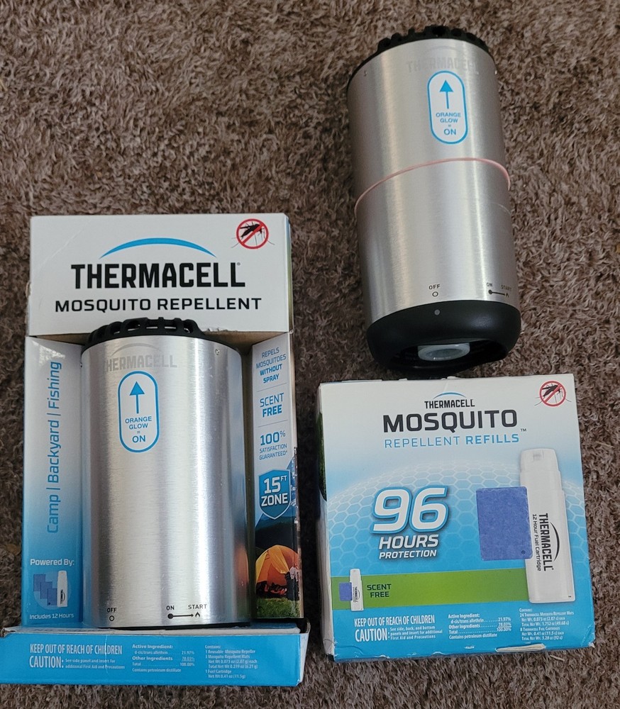 2 Thermacell Patio Shield Mosquito Repellers 96hr refill pk 24 Mats 8 Cartridges