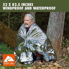 (2 pack) Ozark Trail Camping Emergency Survival Blanket, Reusable,1.5 oz