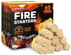 Shwuevei 65 PCS Natural Wood Fire Starter Camping BBQ Fireplace Fire Starter Kit