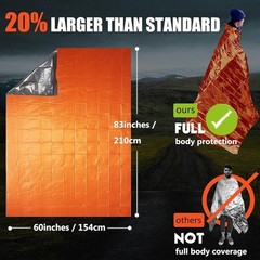 Thick Emergency Blankets Lightweight Heat Reflective Survival Waterproof 2-Pack