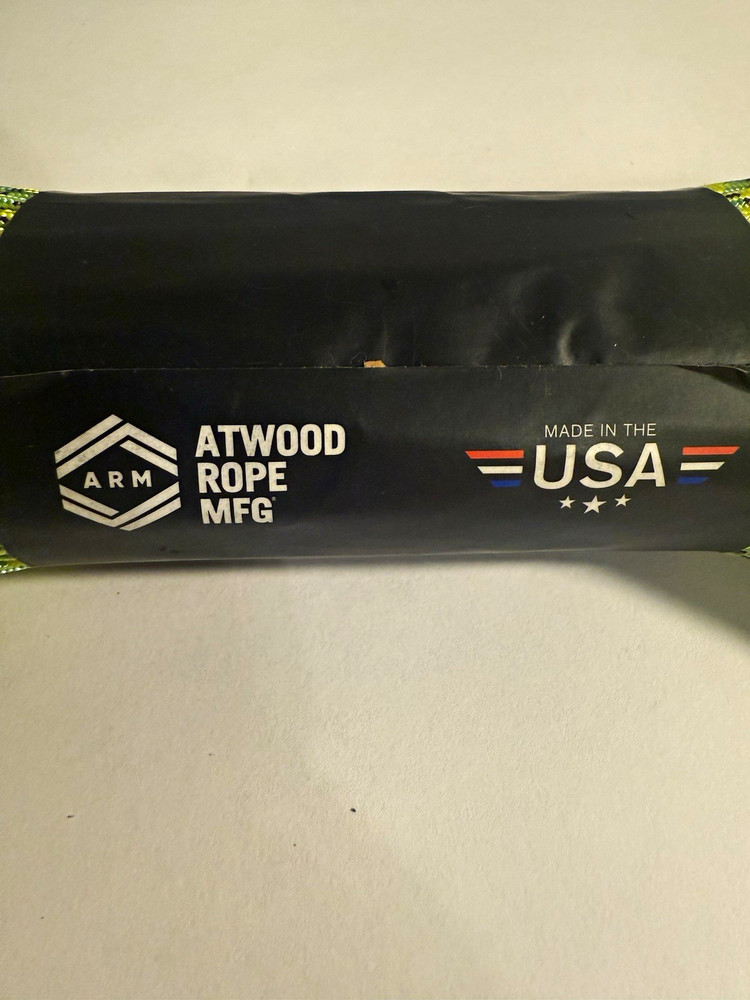 Atwood Rope MFG ARM 550 Paracord 100 ft 4mm 550lb Yellow/Green/Black USA