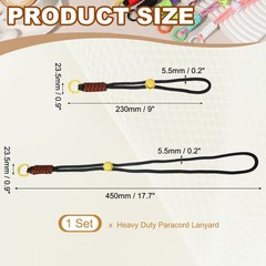 1Set Heavy Duty Paracord Keychain Lanyard for Keys , Black/Yellow/Coffee