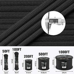 Paracord Rope 550 lb – 100ft 5/32″ Parachute Cord 4MM 7-Strand para Cord – Heavy