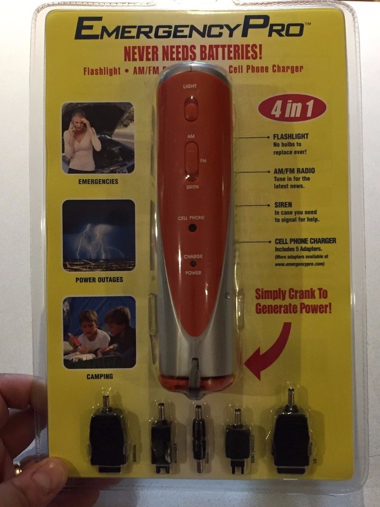 EmergencyPro Hand Crank AM FM Radio Siren Flashlight Cell Phone Charger