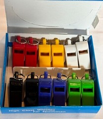 12 Economy Plastic Whistle Pack, (One-Dozen) Multi-Color