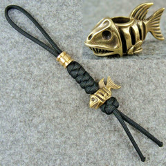 Handmade 550 Paracord Knife Lanyard With Brass Fish Bead / Knife Lanyard Bead