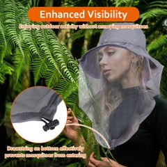 Men Women Mosquito Net Hat Anti Bug Head Netting Bucket Sun Fishing Mesh Bee Cap