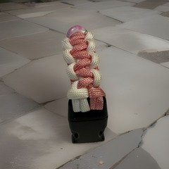 Paracord Bracelet Pink And While Cobra Weave With Pink/white Beads 8.25in