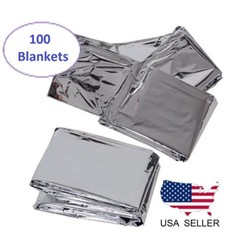 100 PACK • Emergency Solar Blanket Survival Safety Insulating Mylar Thermal Heat