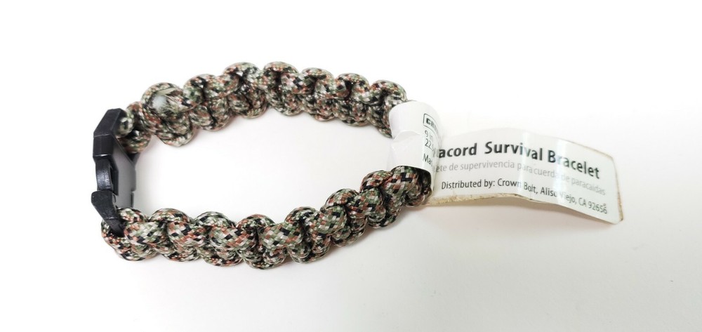 Gray Forest Camo Paracord Bracelet Crown 7ft of paracord survival camping hiking