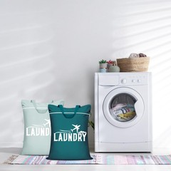 2 Pcs Large Travel Laundry Bag Washable 18.1 x 22.8 inches, Blue+Grey