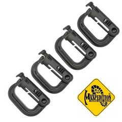 MAXPEDITION SET OF FOUR (4) SMALL GRIMLOC LOCKING D-RINGS, BLACK, MXGRMLB