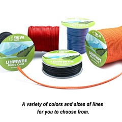 100% UHMWPE Braided Cord, 1.3mm Black 100ft 580lb Hollow Rope for Hammock, Ki…