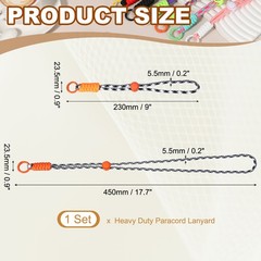 1Set Heavy Duty Paracord Keychain Lanyard for Keys , Black White/Orange