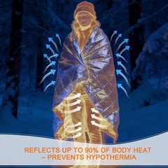 Syn-zer Emergency Mylar Thermal Blankets 6-Pack – 82″x52″ Space Blankets for Cam