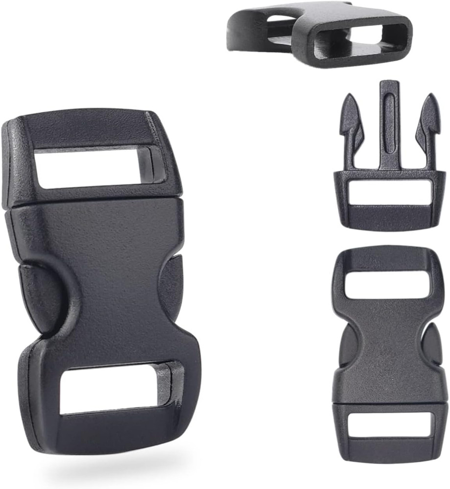 60 Pack 3/8 Inch Curved Contoured Paracord Bracelet Buckles – Quick Side Release