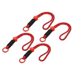 4Pcs Paracord Lanyard Keychain with Spring Ring, Wavy Design, Red, Black
