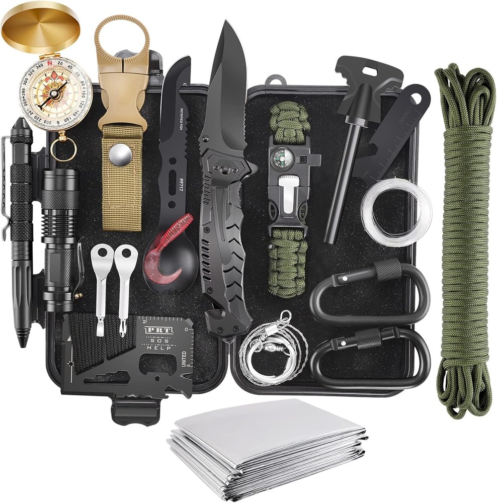 Gifts for Men Fathers Day Emergency Survival Kit 22 in 1 Professional Survival