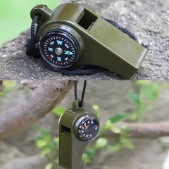 2 Pack Hiking Tool 3-In-1 Whistle Compass Thermometer Survival Gear with Lanyard