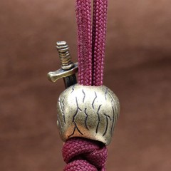 Sword Skull Head Brass Knife Bead Punk EDC DIY Paracord Woven Bracelets Lanyard