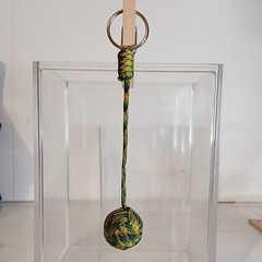 Green/Yellow/Black 6″ Paracord Monkey Fist Keychain w/ Metal Key Ring 550lb