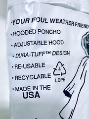 Mad Dasher Vintage Adult White Adjustable Hood Rain Poncho Dura Tuff Golf Bag