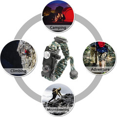 20 in 1 Survival Paracord Bracelet Adjustable Gear Kit with SOS LED Light, Fire