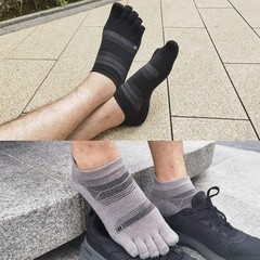 HABITER Merino Wool Toe Socks for Men & Women–50% Large, Black&grey