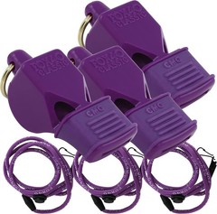 Classical CMG Whistle with Breakaway Lanyard 3 Pack 115DB Water-Resistant Purple