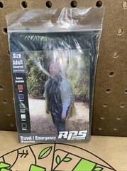 RPS Outdoors Travel Emergency Poncho Adult Size Clear Black Green