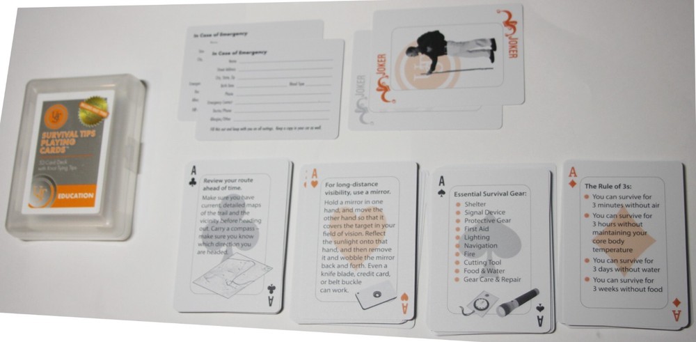 UST Ultimate Survival Tips Water-Resistant Plastic Playing Cards with Knot Tips