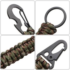 Outdoor Keychain Ring Camping Carabiner Military Paracord Cord Rope Camping