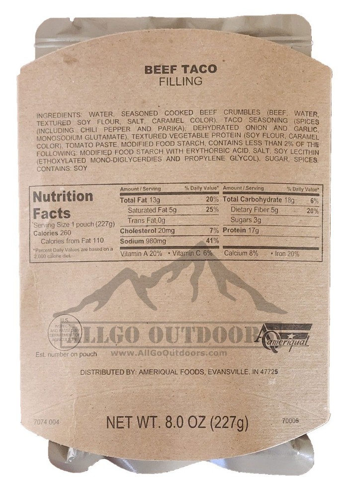 Beef Taco Entree Only – 3 Pack Ready To Eat Entree