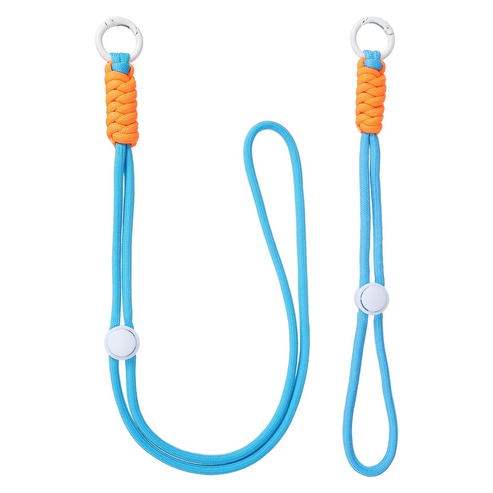 1Set Heavy Duty Paracord Keychain Lanyard for Keys , Light Blue/White/Orange
