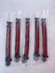 Paracord Survival Bracelet Set Lot Of 5 Red & Black