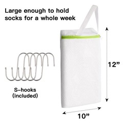 Ouvlaiz 5-Pack Sock Laundry Bags with Metal Hooks, 10×12inch 5-Pack, 5-Color